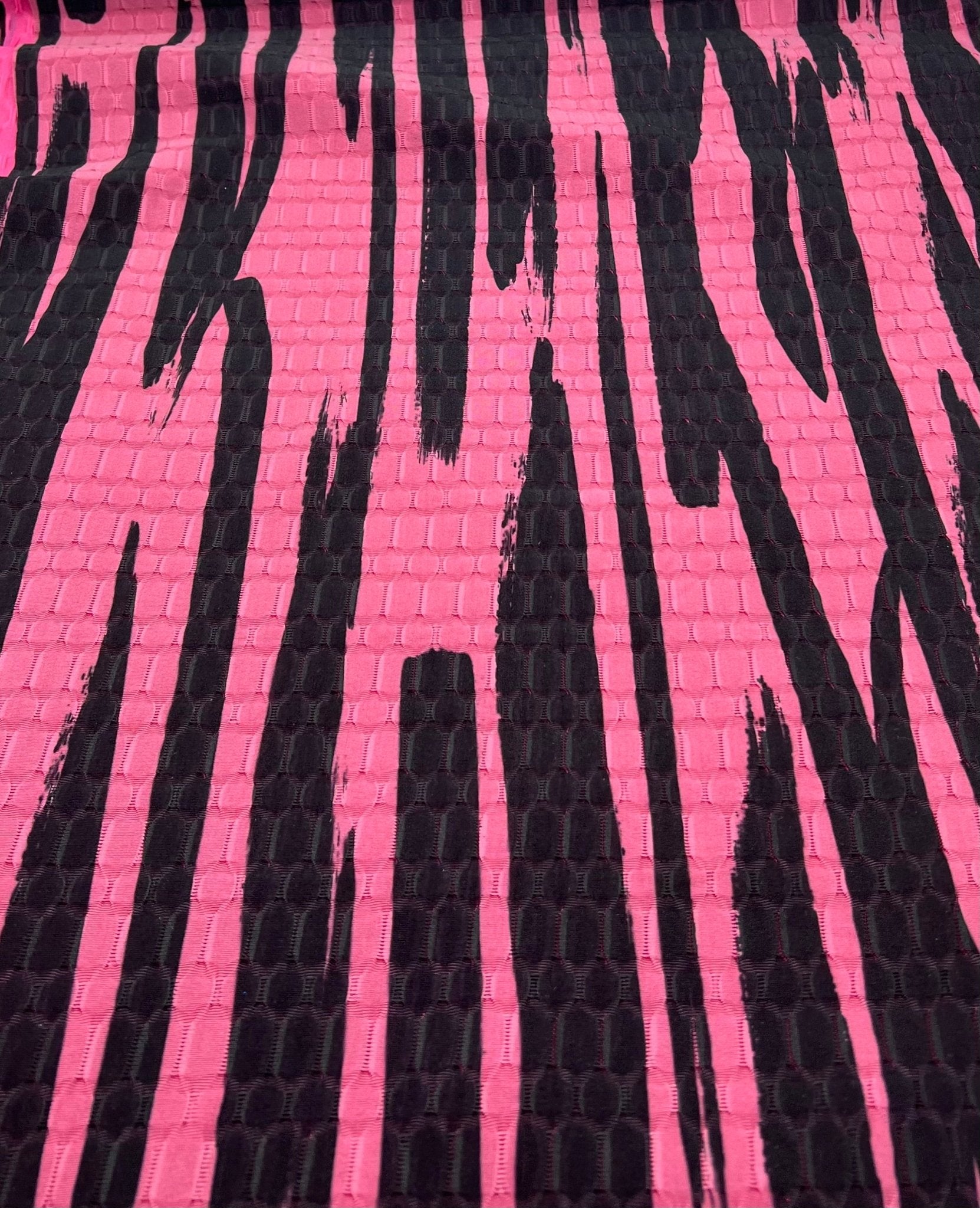 Cerise Black Print 2 Way Yoga Gym Sports Stretch Fabric - T9 Fabrics